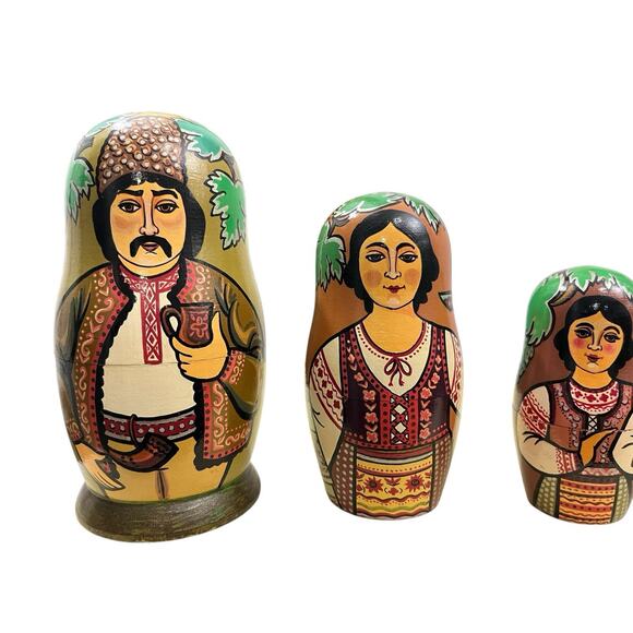 Vtg BIG 5-Pc Matryoshka Nesting Doll 1992 Signed Backakoba H Russian Painted - Picture 5 of 12